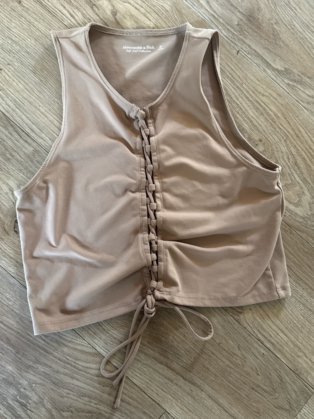 Tan brown Lace-Up Crop Tank from Abercrombie, size Medium~